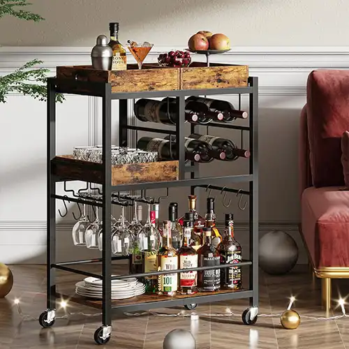 bar cart with wine rack