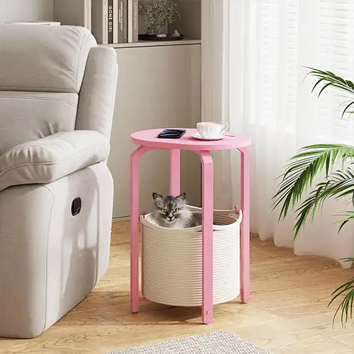 sofa table with storage basket