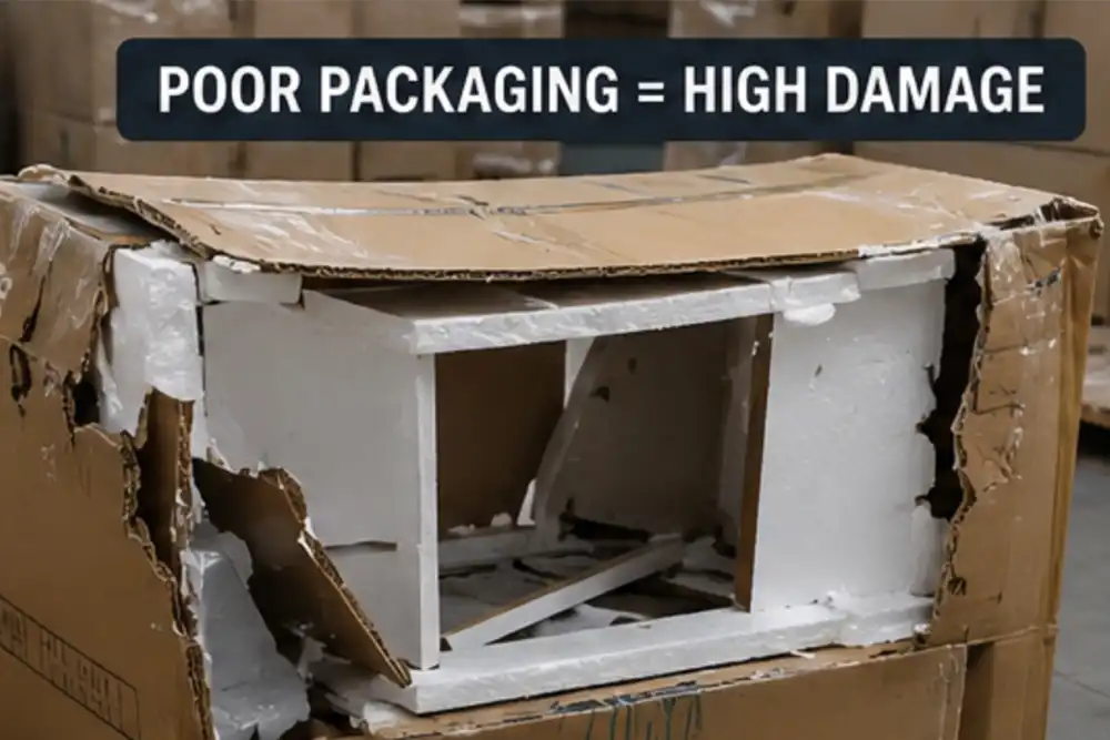 Flat-pack furniture packaging protection for export delivery